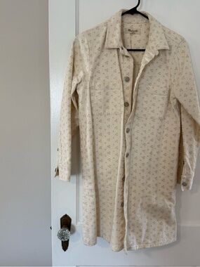 Madewell Denim Button Down Dress with Embroidery